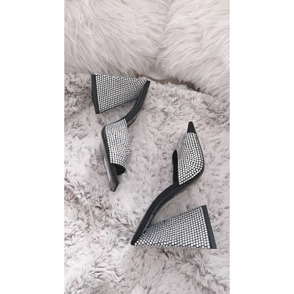 The Attico 'DEVON'' SILVER AND BLACK MULE 38.5
